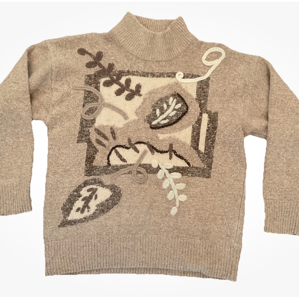 Santoria Silk Angora Embroidered Mock Neck Sweater